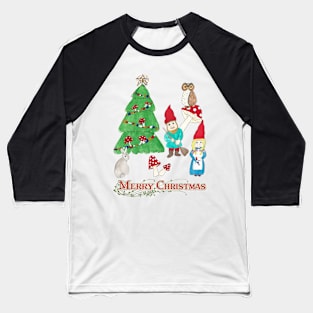 Gnome Merry Christmas Vintage Retro Holiday Design Baseball T-Shirt